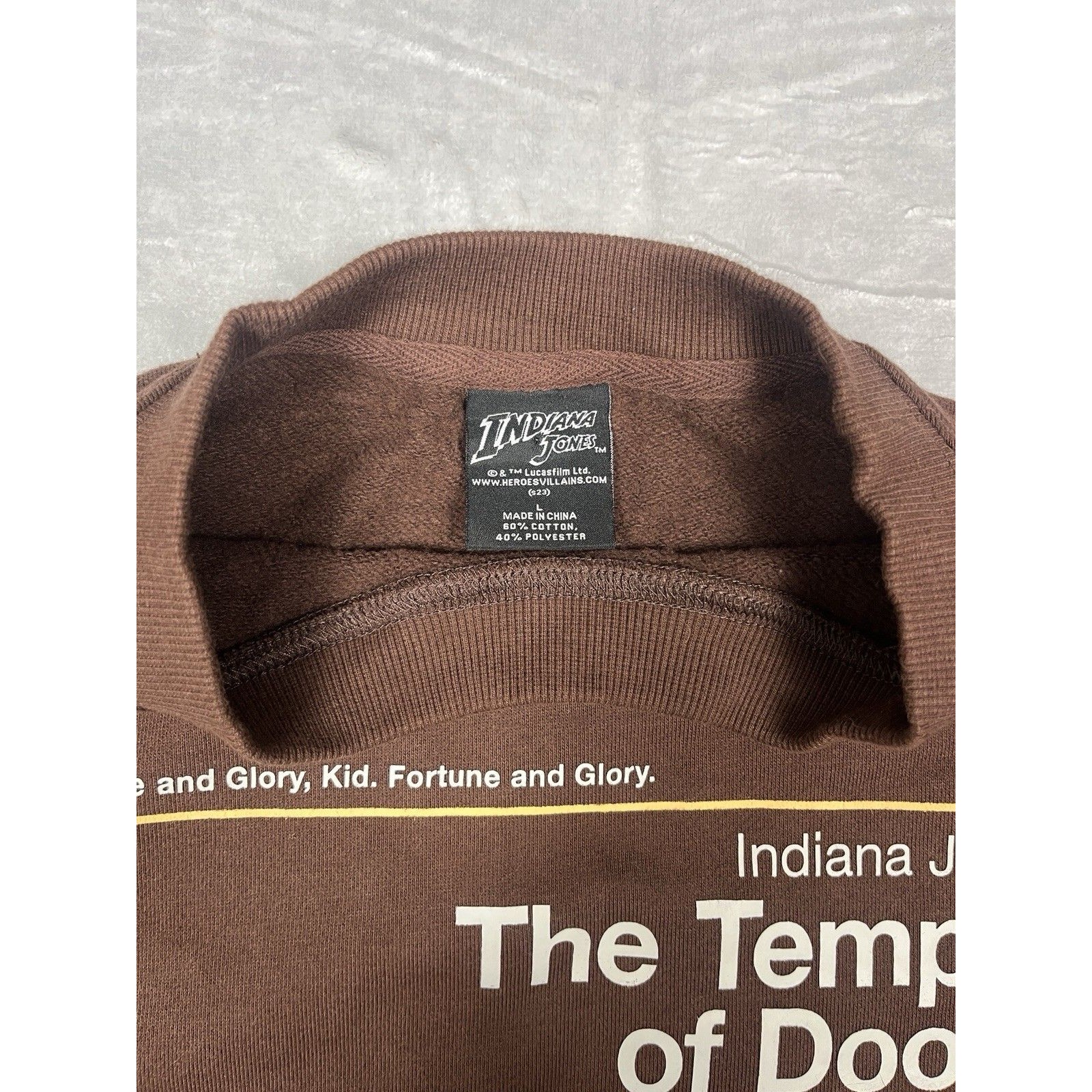 Indiana Jones Temple Of Doom Crewneck Sweatshirt Mens L Brown Heroes & Villains — image 4 of 8